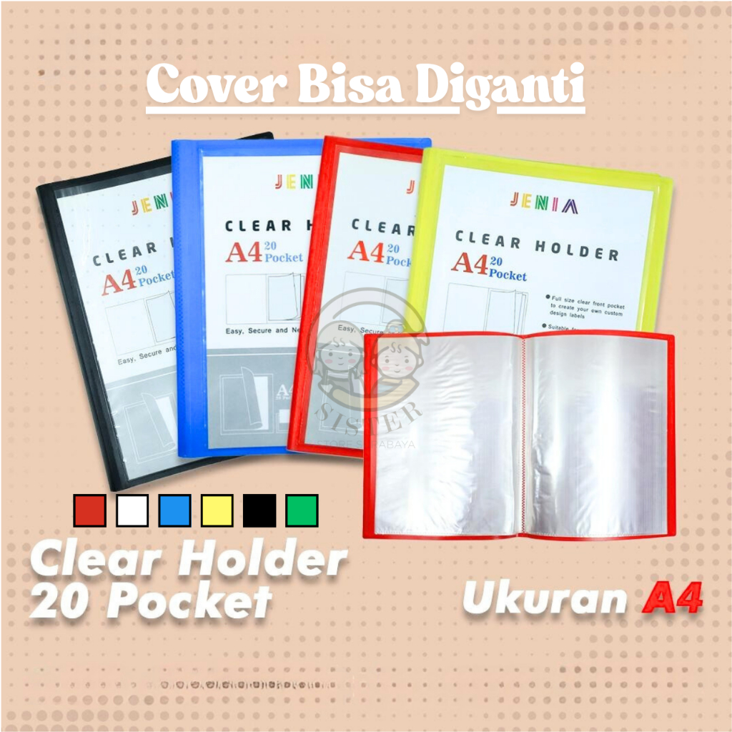 

Clear Holder A4 20 lembar / 20 pocket / Clear Holder Bening Jenia