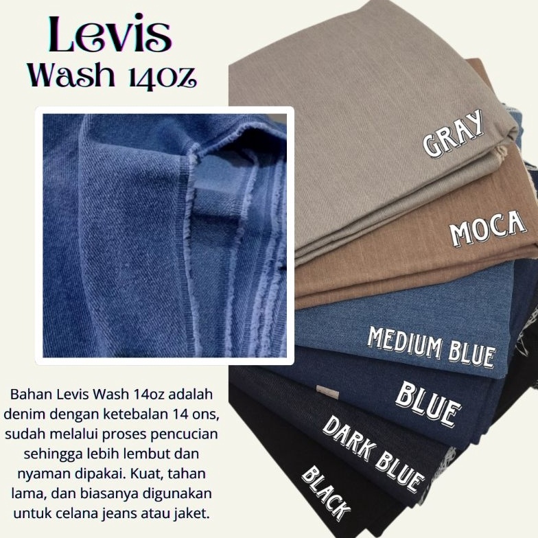 KODE R5Z Kain Denim Washing  Harga1 Celana 125cm  Bahan Jeans 14oz  Bahan Levis Non Stretch  Kain Le