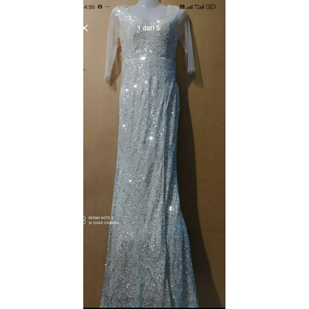 Dress Pesta warna Silver