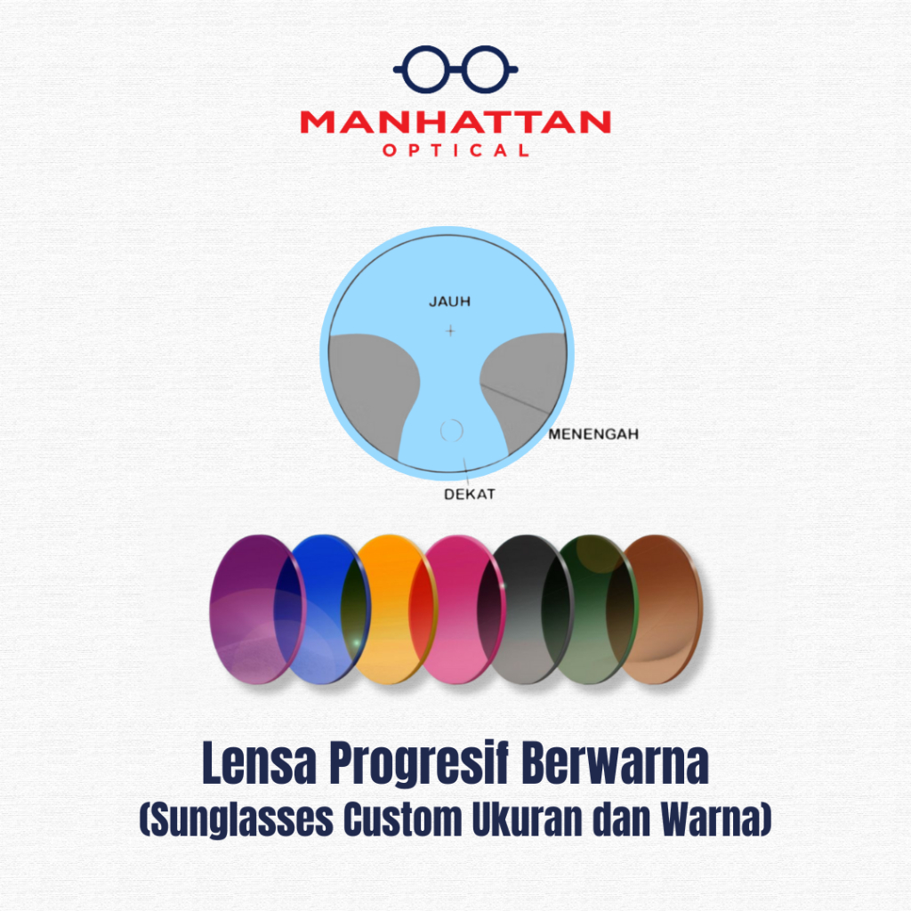 Manhattan Optical - Lensa Kacamata Progresif Berwarna Minus Silinder Plus | Lensa Warna Custom