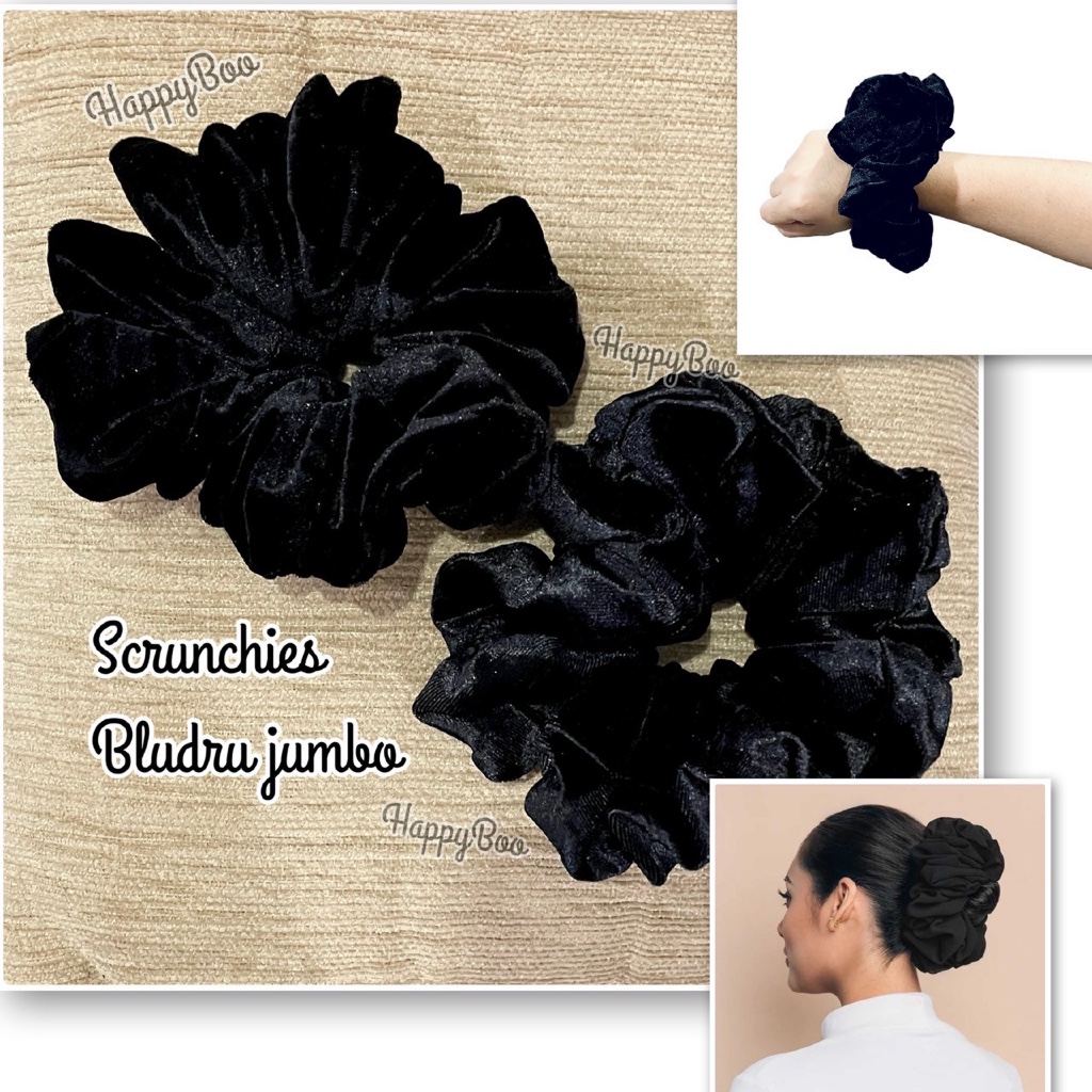 ikat rambut scrunchie jumbo bludru cepol hijab isian jilbab hijab hitam jumbo ikat rambut cepol ebel