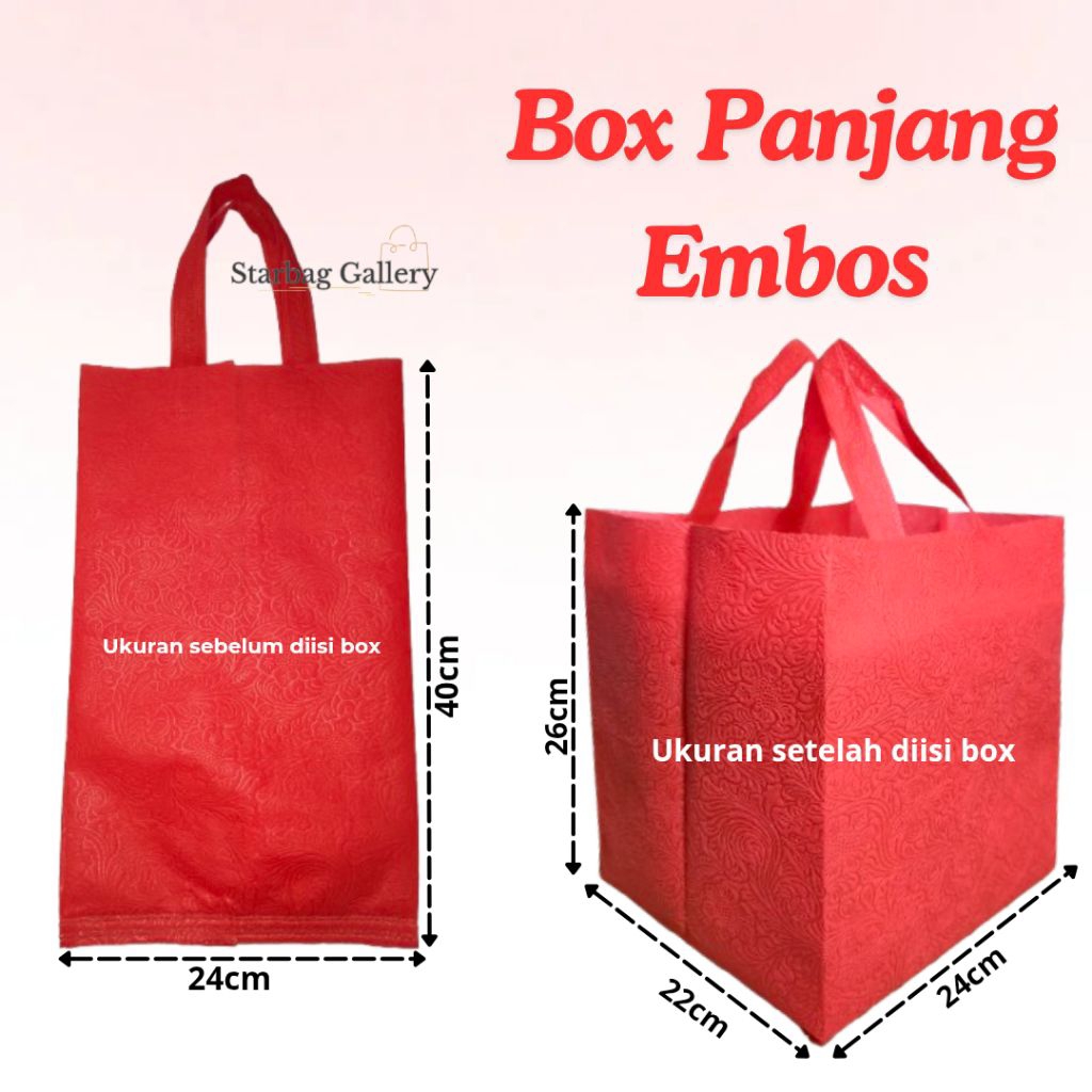 (12pcs / 1lusin) Tas Hajatan box panjang embos 24×22 Tas embos / Tas hajatan / Tas kotak nasi