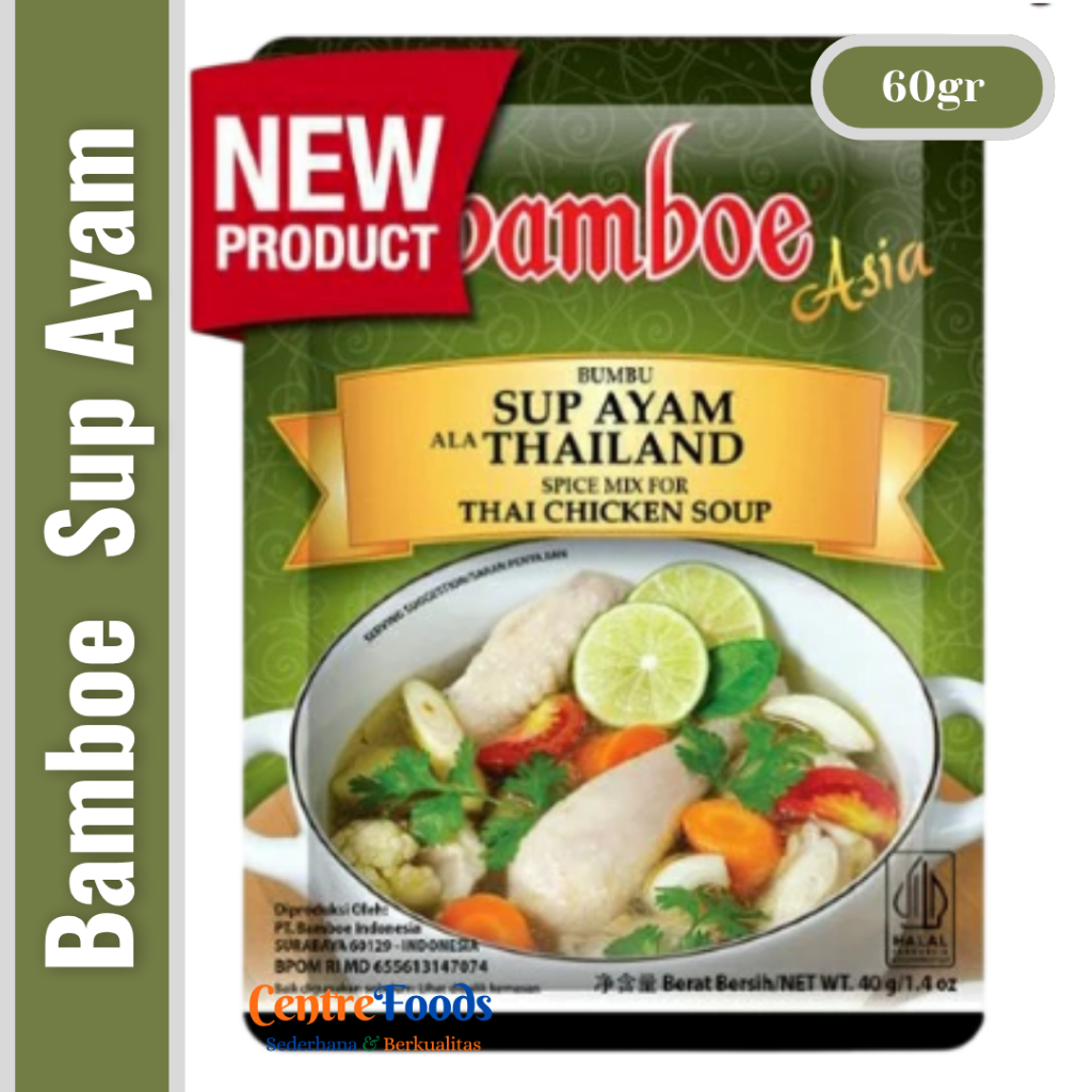 

Bumbu Masak Sup Ayam ala Thailand - Thai Chicken Soup BAMBOE | 60gr [ Harga Per BKS ]
