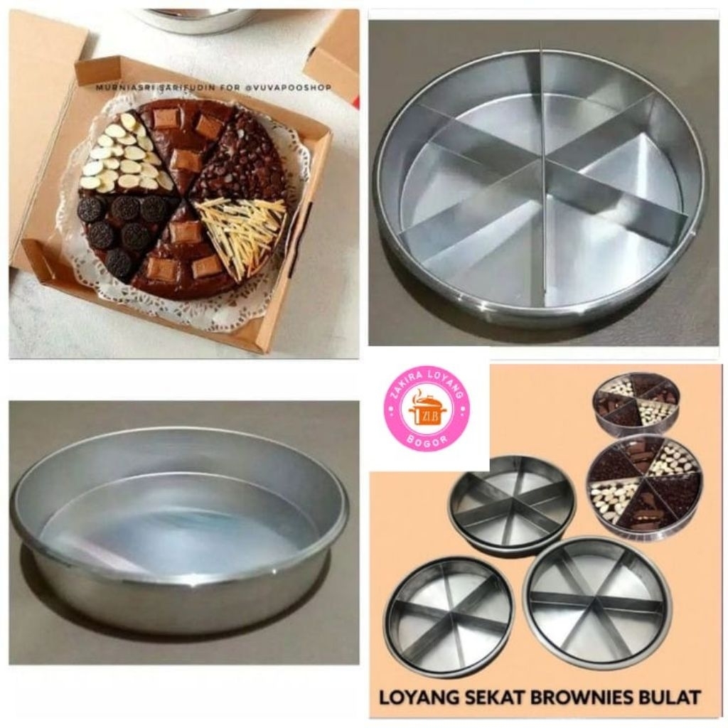 Loyang sekat bronis / Loyang sekat brownies bulat/loyang bulat sekat 6 ukuran 18 20 22