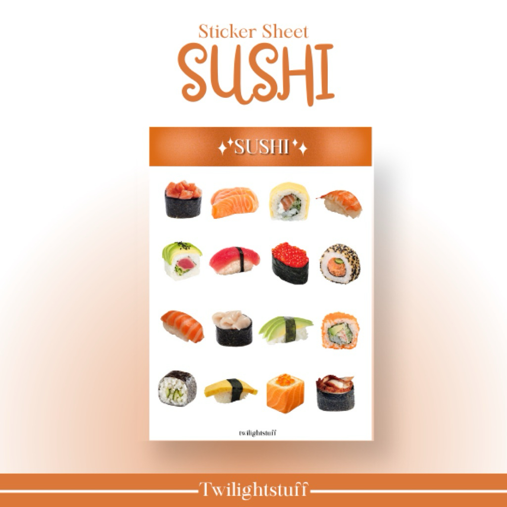 

sticker pack/ sticker sheet/ sticker sushi aesthetic, sticker aesthetic, sticker korean style, sticker dekorasi
