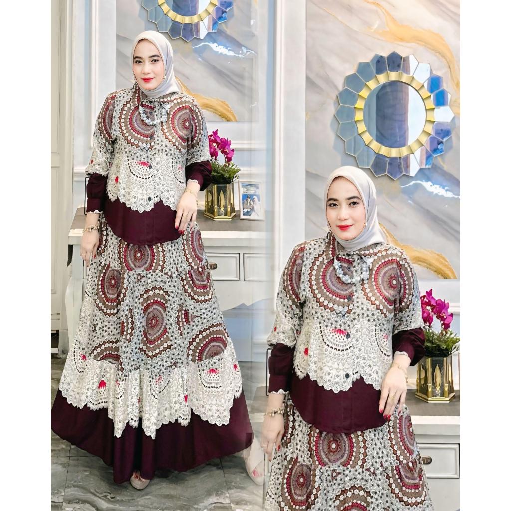 Grosir Terbaru Mamiya Set Rok Rayon L Xl // One Set Rayon Rok // Setelan Rok Rayon // Rayon // One