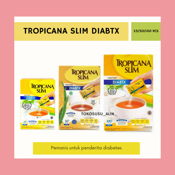 

TROPICANA SLIM DIABTX BOX ISI 25 50 100 SACHET / PEMANIS UNTUK PENDERITA DIABETES