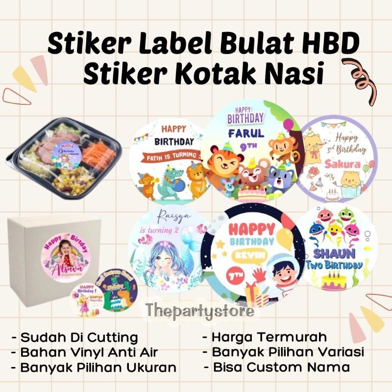 

Sticker Label Bento Ulang Tahun Anak Custom Perlengkapan Pesta Ulang Tahun Stiker