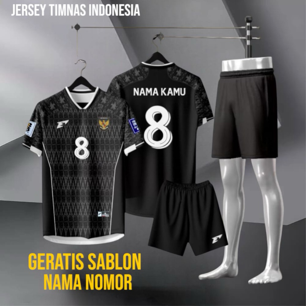 Jersey Timnas Indonesia 2025 Sablon Nama+Nomor Baju Bola Dewasa Setelan Kaos Olahrga Volly Badmiton 
