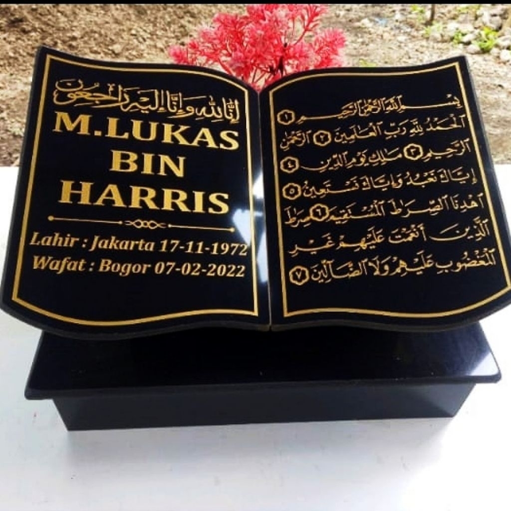 BATU NISAN DUDUKAN UKIRAN 20X30CM SIAP PASANG, BATU NISAN KUBURAN, BATU NISAN UKIR NAMA, BATU NISAN 