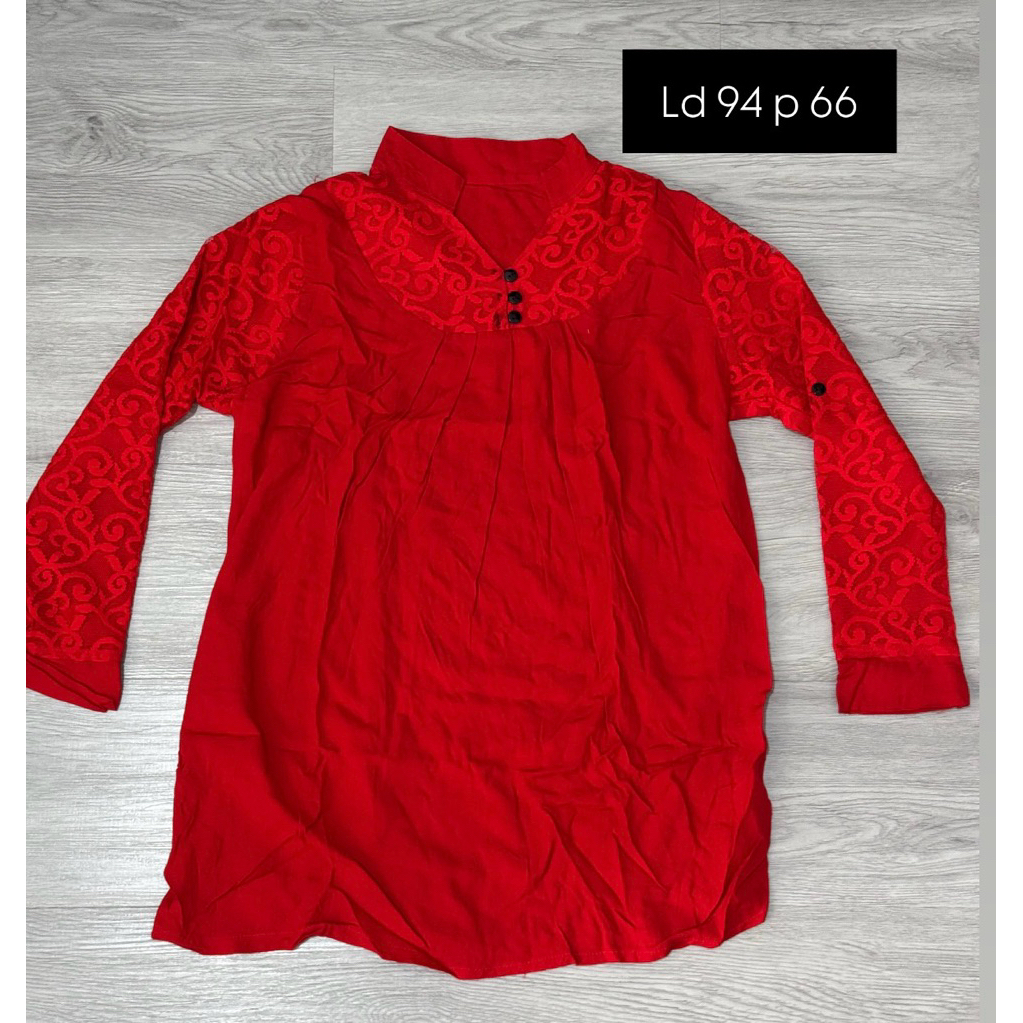 Atasan Baju Blouse Wanita Bahan Rayon Lembut Warna Merah Cabe