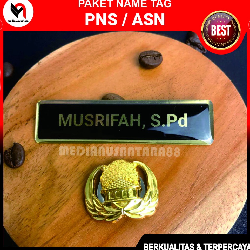

Name Tag PNS Kuningan Magnet Peniti Papan Nama PNS ASN Paket dg Lencana Korpri