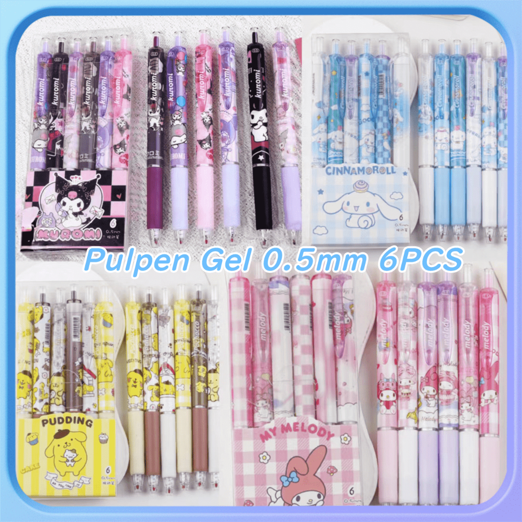 

【】Pulpen Gel 0.5mm 6PCS Sanrio Pen 6 Pcs/Set Pulpen gel mekanik karakter lucu sekolah kantor pelajar kartun Pena berbagai macam motif Alat tulis Kado hadiah gift anak 6 Pcs/Set Motif Kuromi Cinnamoroll Labubu Capybara
