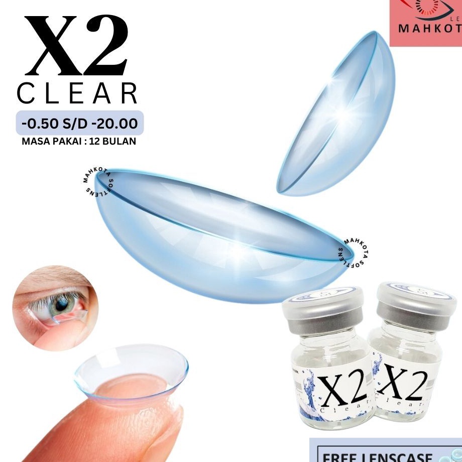 SOFTLENS BENING X2 CLEAR 1 TAHUN 5 SD 1 BISA BEDA MINUS DIA 14MM  Softlen Soflens
