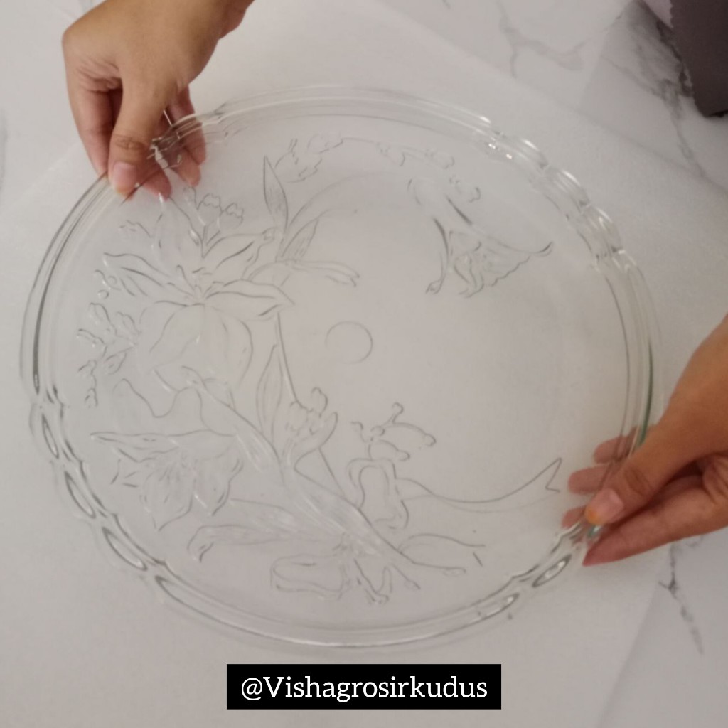 PIRING SAJI / PLATE DAUN KACA BESAR