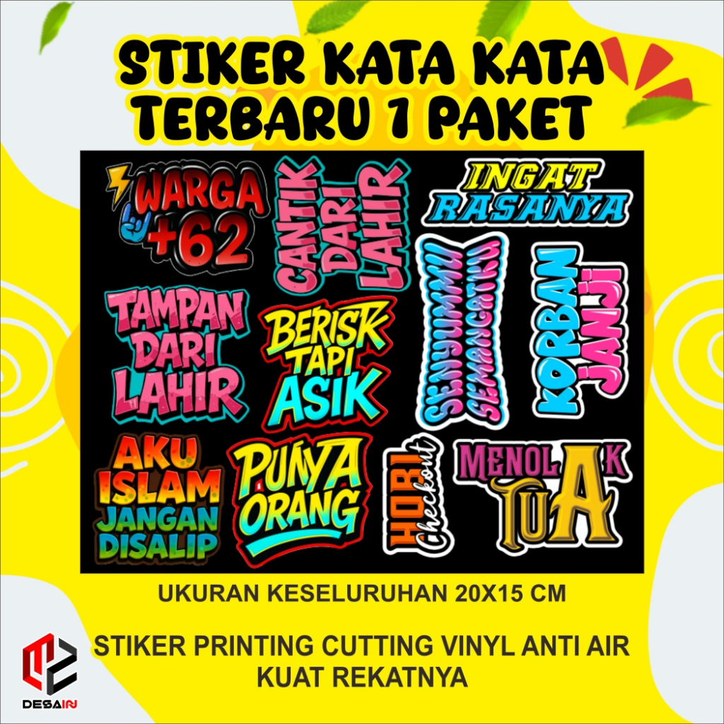 

Stiker custom vinyl kata kata viral terbaru murah dan tahan air
