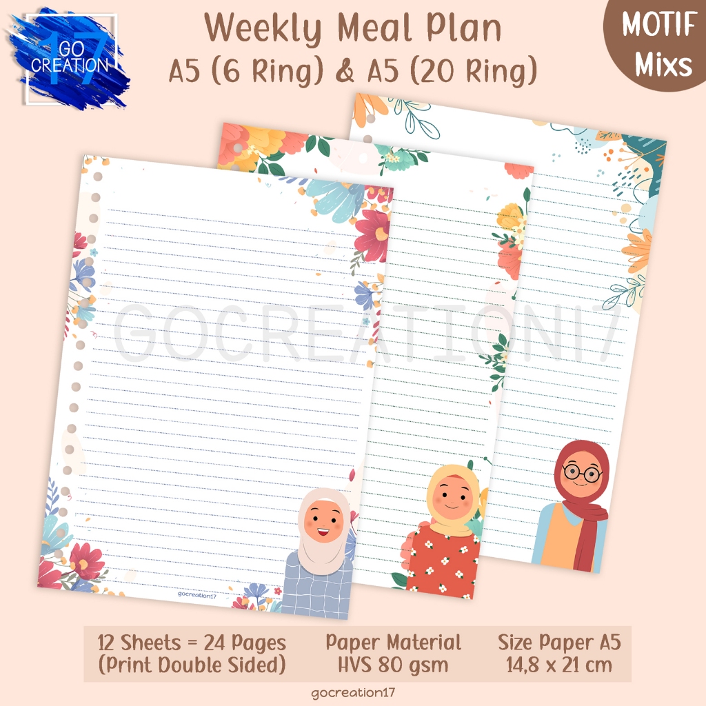 

Buku Planner Kertas Isi Binder Muslimah Series 01 Note Bergaris Motif A5