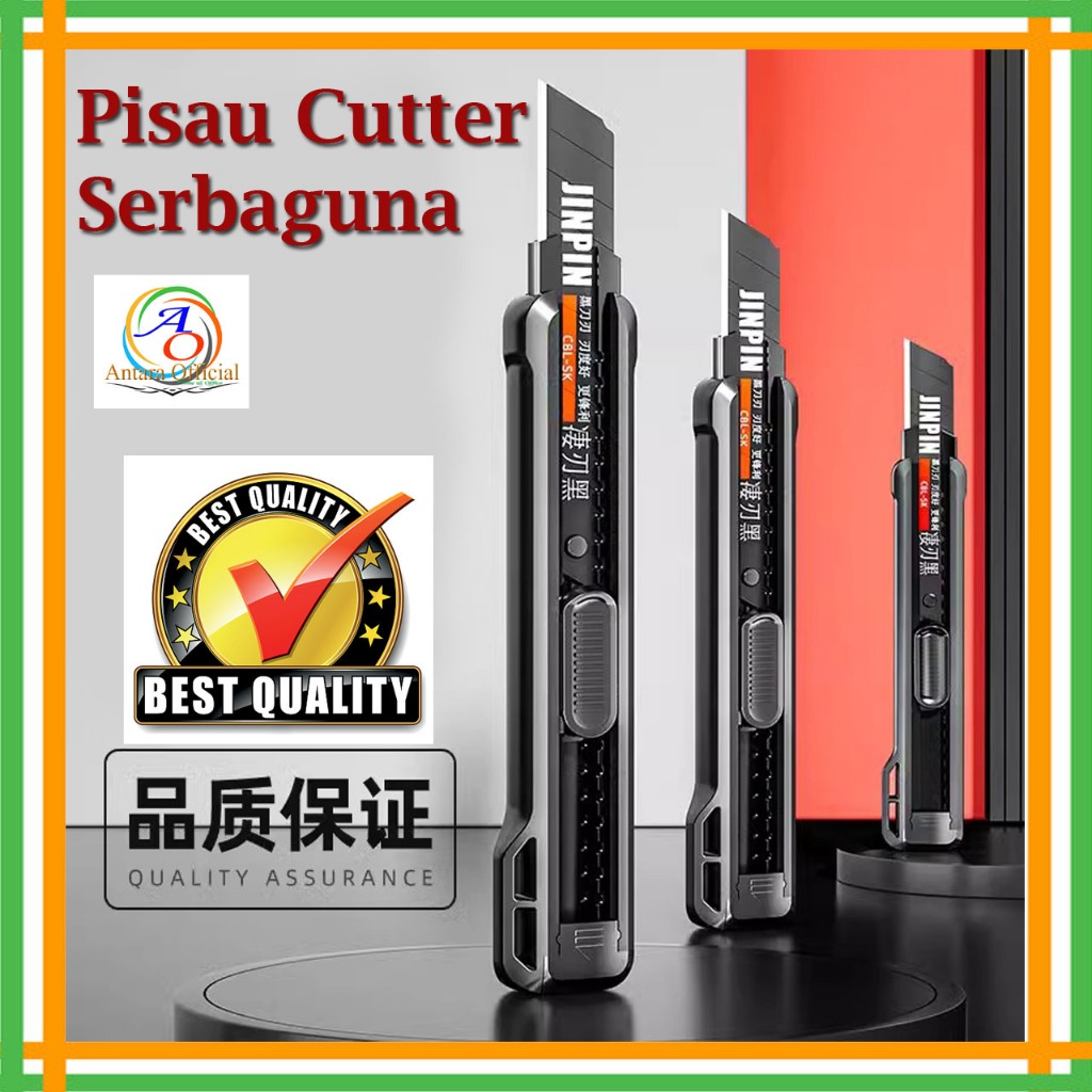 

Pisau Cutter Multifungsi Bilah Hitam Baja karbon Tahan Air Jinpin Pisau Cutter Serbaguna