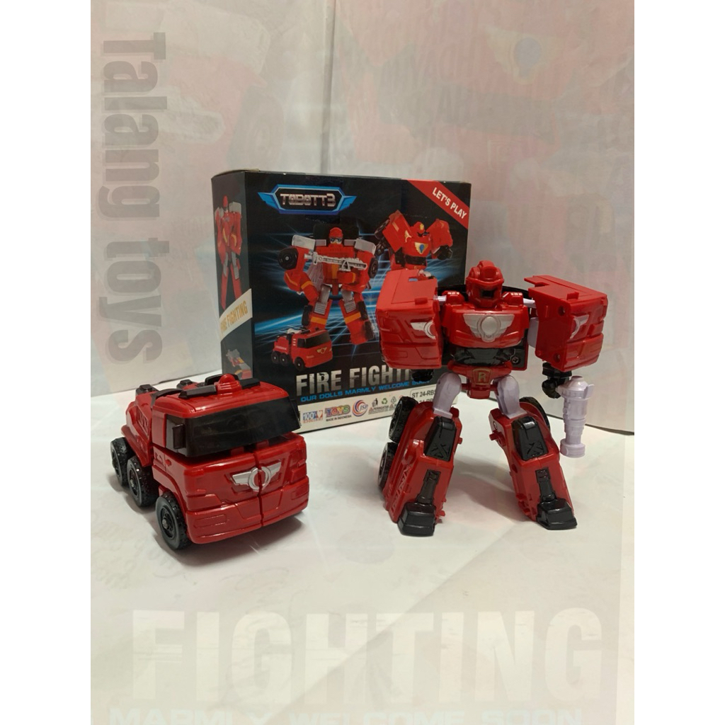 Mainan Robot Mini R Berubah jadi mobil pemadam kebakaran