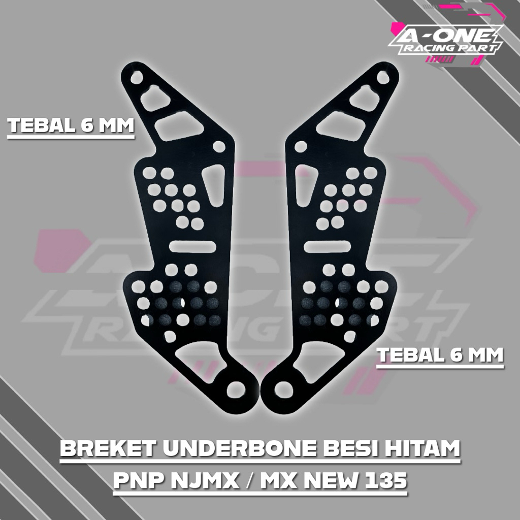 Breket Footstep Underbone A-One Besi PNP NJMX Hitam (Free Sticker)
