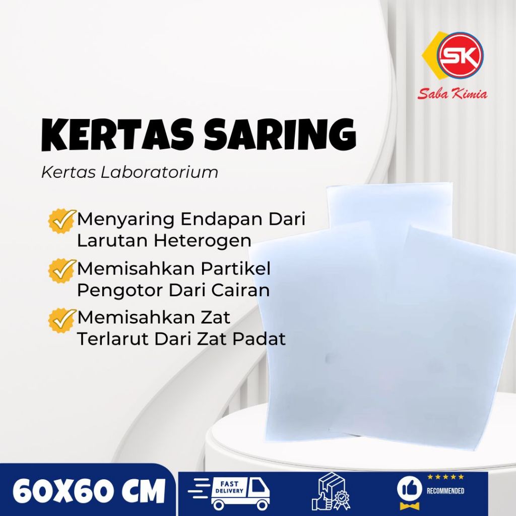Kertas Saring Halus 60x60cm | Filter Laboratorium Kimia | Tebal & Tahan Air