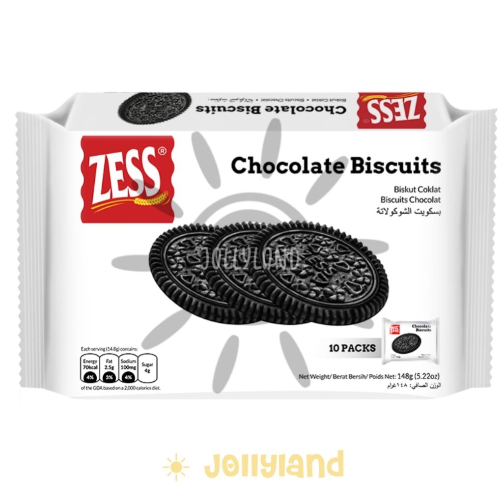 

Zess Chocolate Biscuit Coklat Biskuit 148g (isi 10 individual pack @ 14.8g)