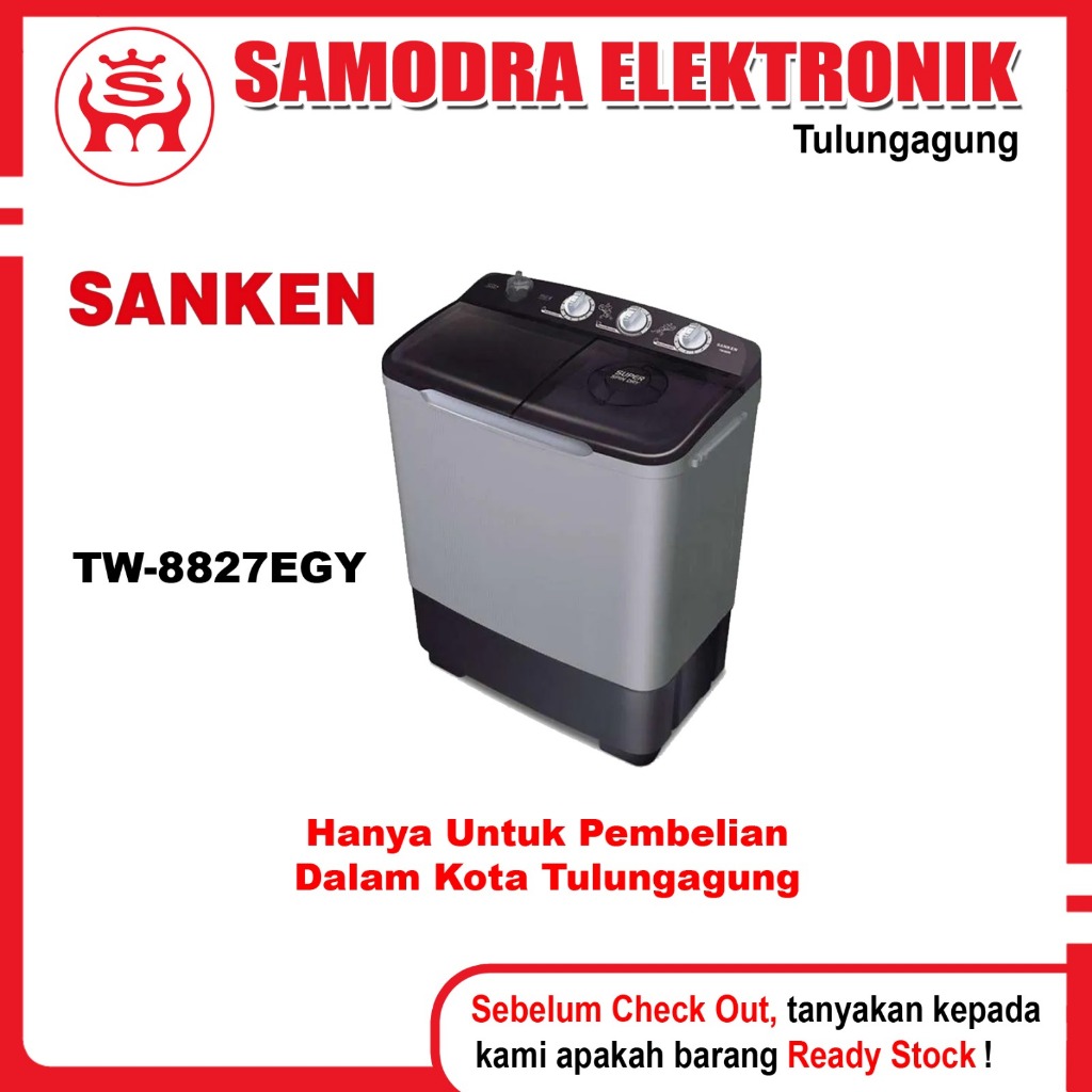 Mesin Cuci SANKEN TW-8827EGY | Mesin Cuci 8 Kg Tabung Sanken | Mesin Cuci 2 Tabung