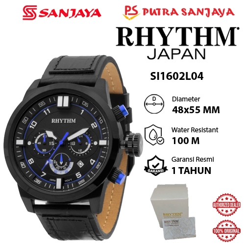 Jam Tangan Pria RHYTHM SI1602L04 Original Garansi Resmi 1  tahun Leather Strap