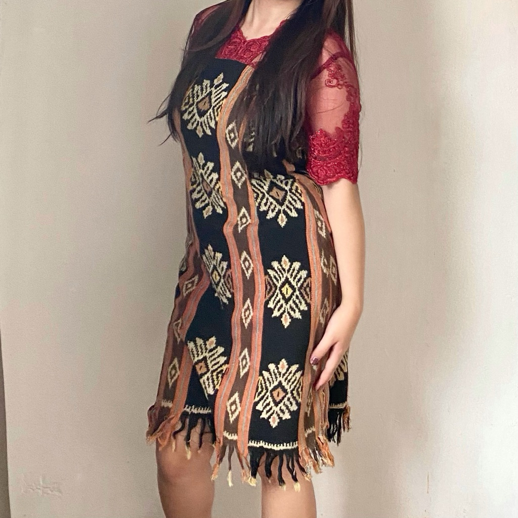 [preloved] red dress tenun