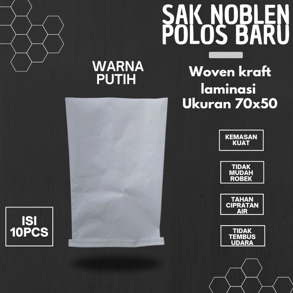 sak noblen / kantong noblen / karung woven kraft laminasi warna putih