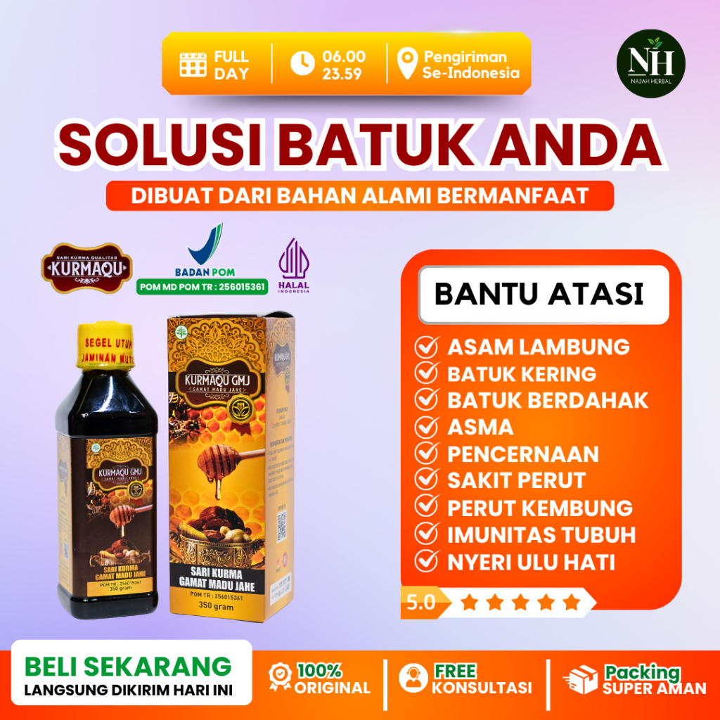 Kurmaqu Sari Kurma Dan Madu Obat Batuk, Batuk Berdahak, Batuk Kering