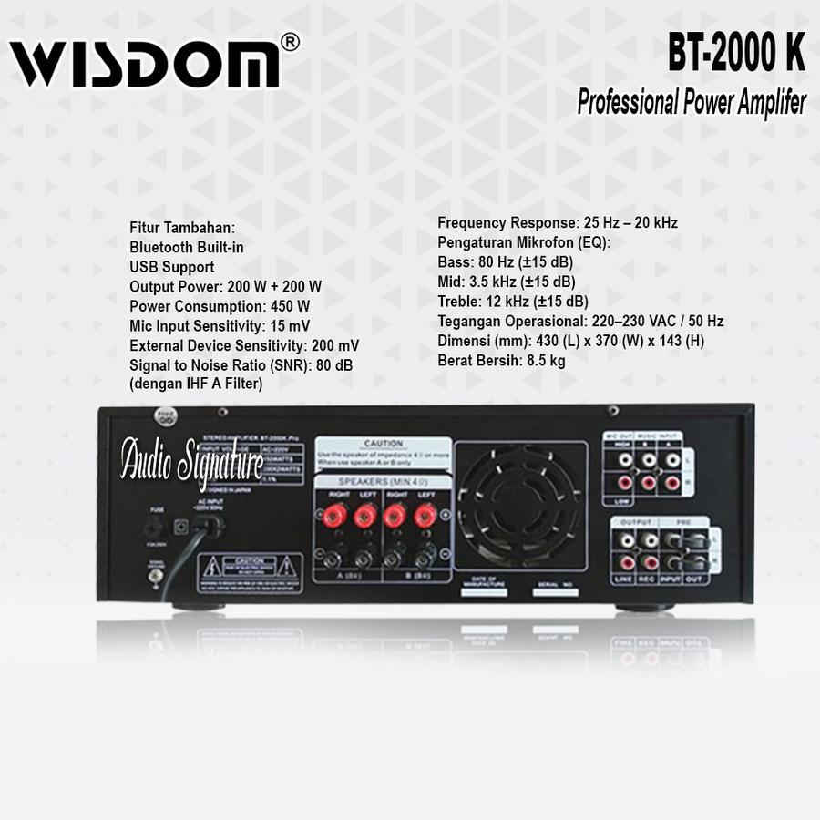 Power Amplifier WISDOM BT-2000K WISDOM AMPLIFIER WISDOM BT 2000K Wisdom BT2000K Ampli Wisdom / Amplifier Wisdom BT2000K