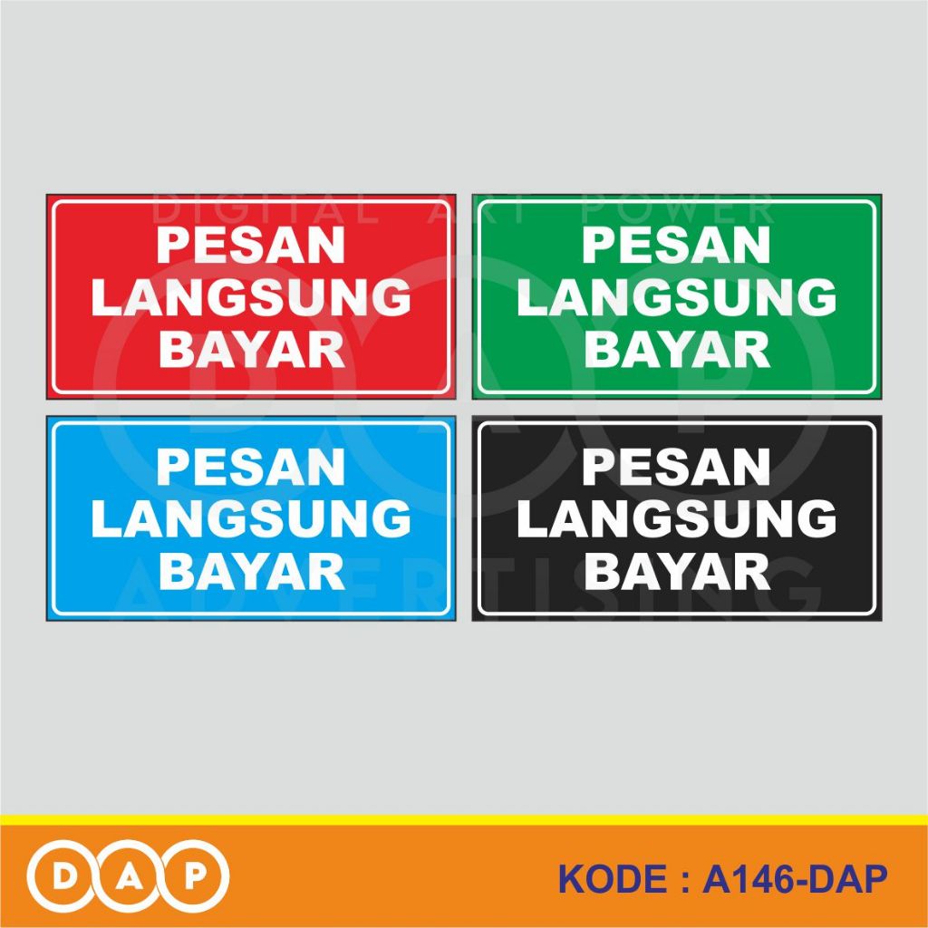 

A146 - Acrylic Sign, Stiker Akrilik Pesan Langsung Bayar, Tahan Air, Termurah, dan Bisa Custom