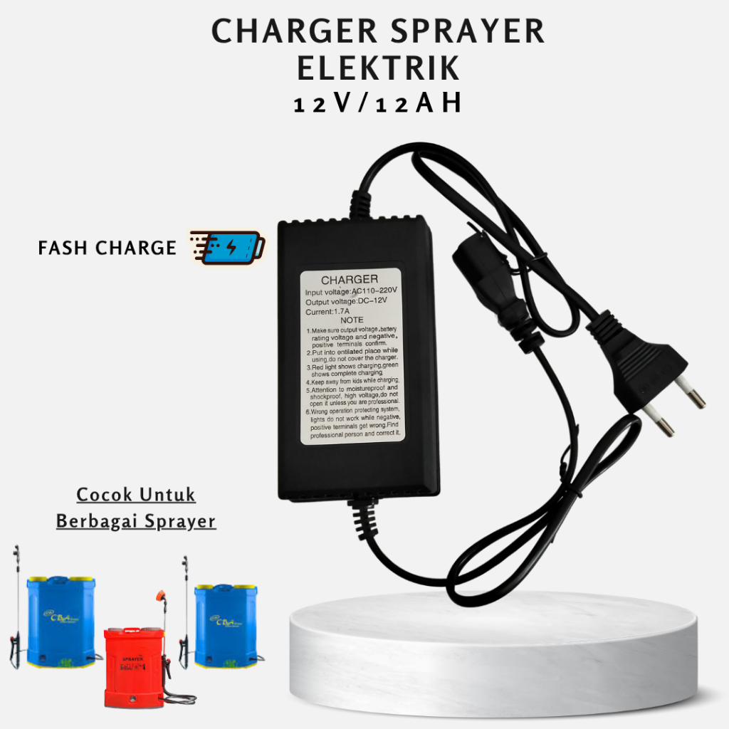 Power Charger Cas Tangki Sprayer Elektrik Hama 12 AH 12V / Cas Aki Sprayer Hama Elektrik 12AH READY 
