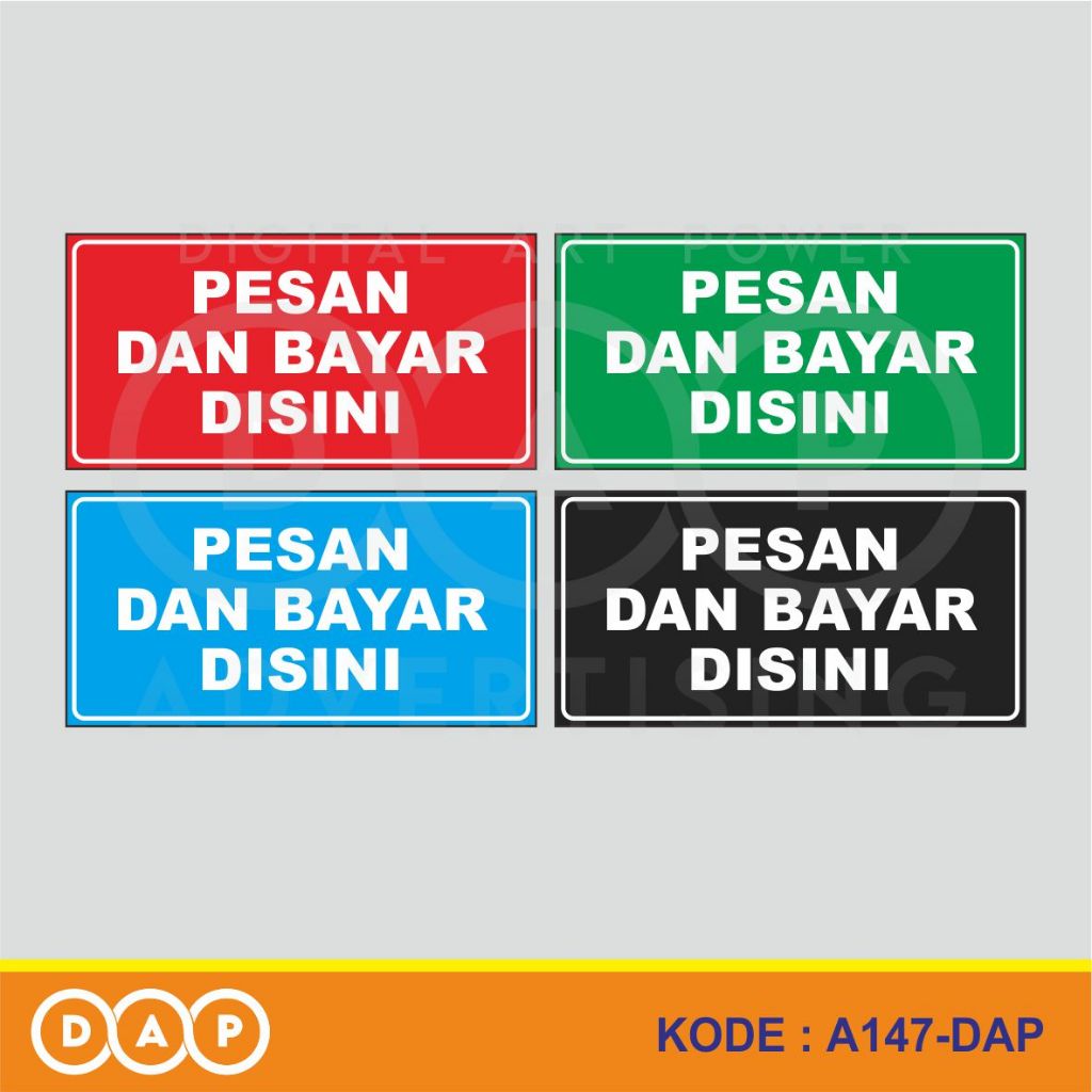 

A147 - Acrylic Sign, Stiker Akrilik Pesan dan Bayar di Sini, Tahan Air, Termurah, dan Bisa Custom