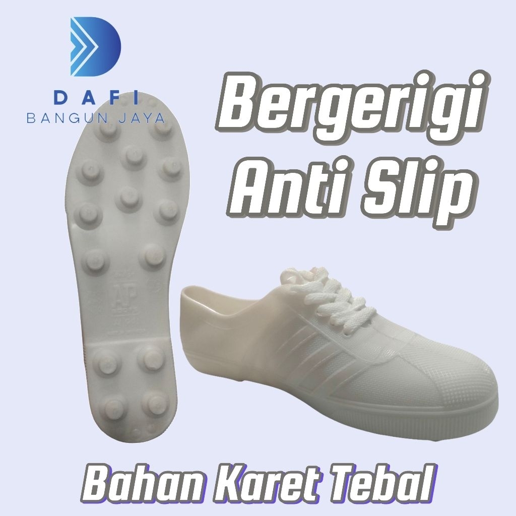Promo Sepatu Karet Putih Ap 963 Original Tebal & Lentur / Sepatu Bola/Olahraga/Petani/Mancing