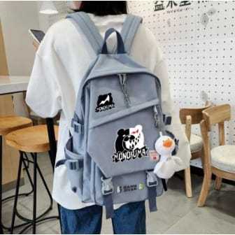 Ransel Anime DANGANRONPA MONOKUMA Bahan Nilon UNISEX Untuk Sekolah SD SMP SMA DLL
