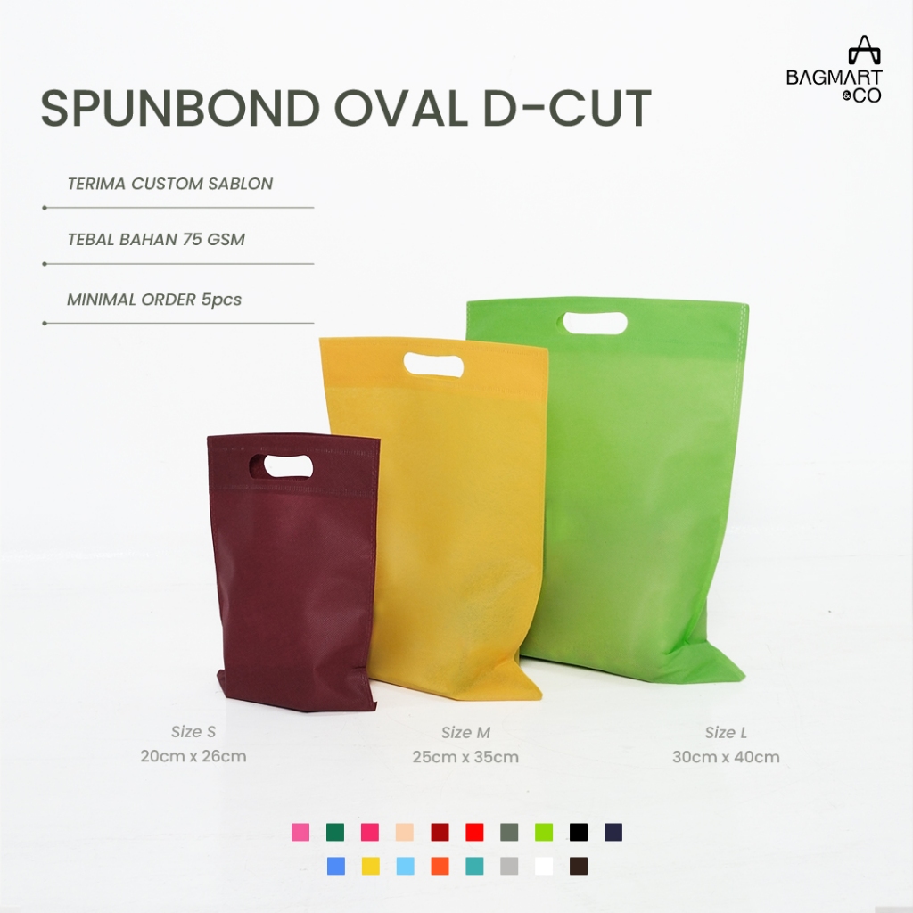 

Tas Spunbond Polos Oval Goodie Bag Hajatan Hampers Kantong Belanja Ultah Hadiah Kantong Kain Ukuran 20x26 25x35 30x40 Tas Spunbond Custom Tas Souvenir