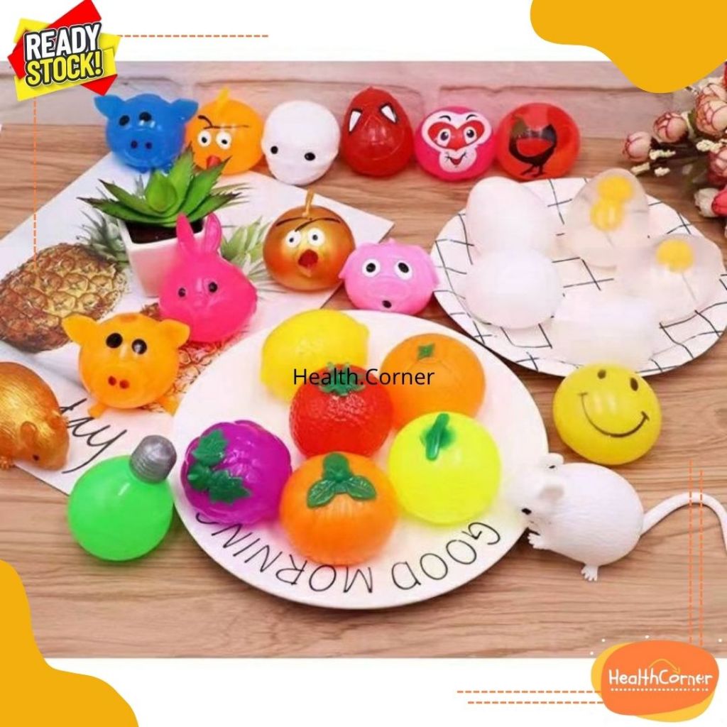 Splat Toy TELUR / Bola Squishy Air Stress Ball / TOMAT TELOR Mainan Bantingan Kembali Wujud Semula/P