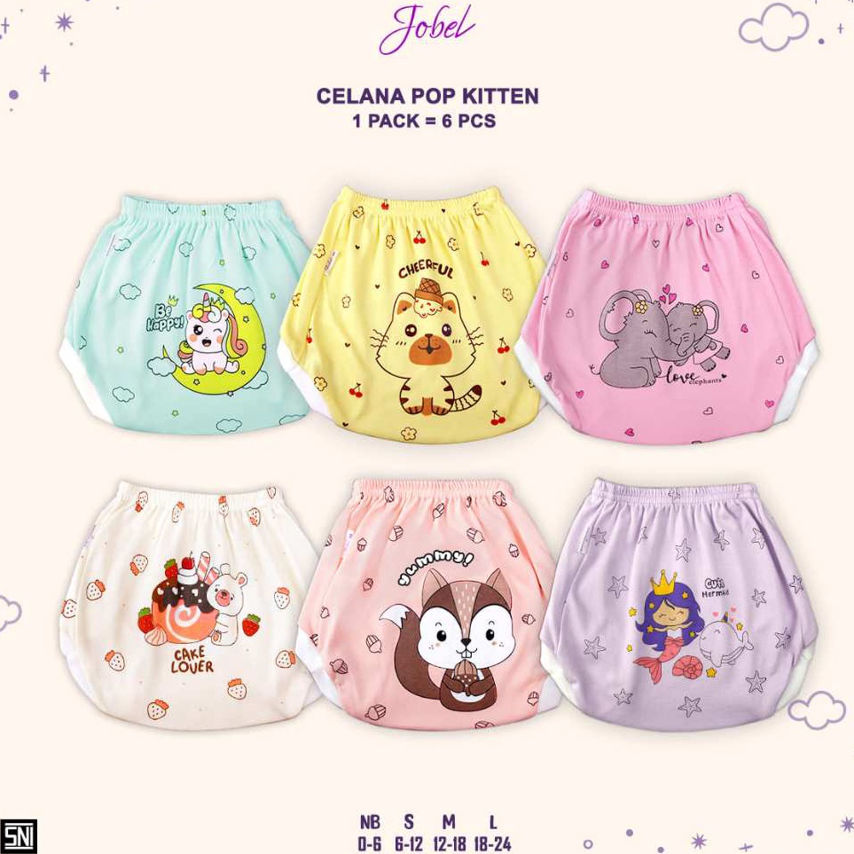 KODE U86E Jobel Celana Pop Girl Kitten Edition 6Pcs 24Bulan