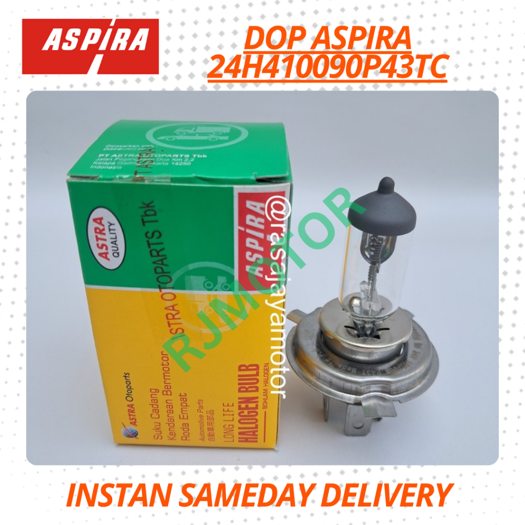 11-24H410090P43TC BOHLAM DOP LAMPU DEPAN MOBIL STANDAR ASPIRA ASTRA OTOPARTS H4 24V 100/90 WATT