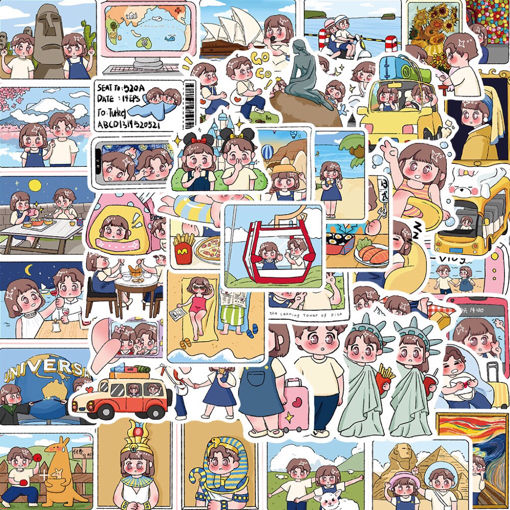 

STICKER ISI 50PCS Vinyl Anti Air - Cute Couple Sticker Deco Pack - Sticker Dekorasi - Sticker Lucu - Sticker Unik - Sticker Jepang