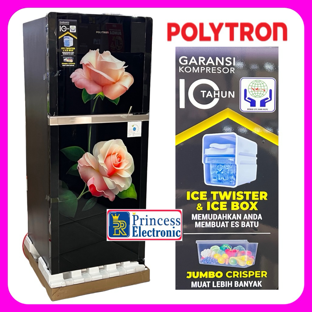 Kulkas POLYTRON 2 Pintu PRM 20CRD Glass Door