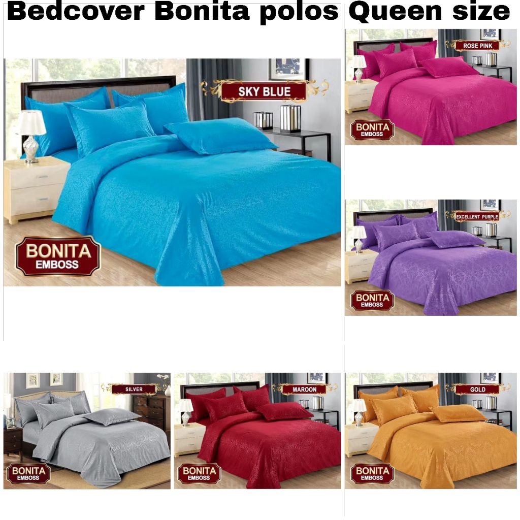 ‎Bedcover Set BONITA Polos Emboss 160x200/Satu Set Bed Cover Polos 160 x 200 BONITA