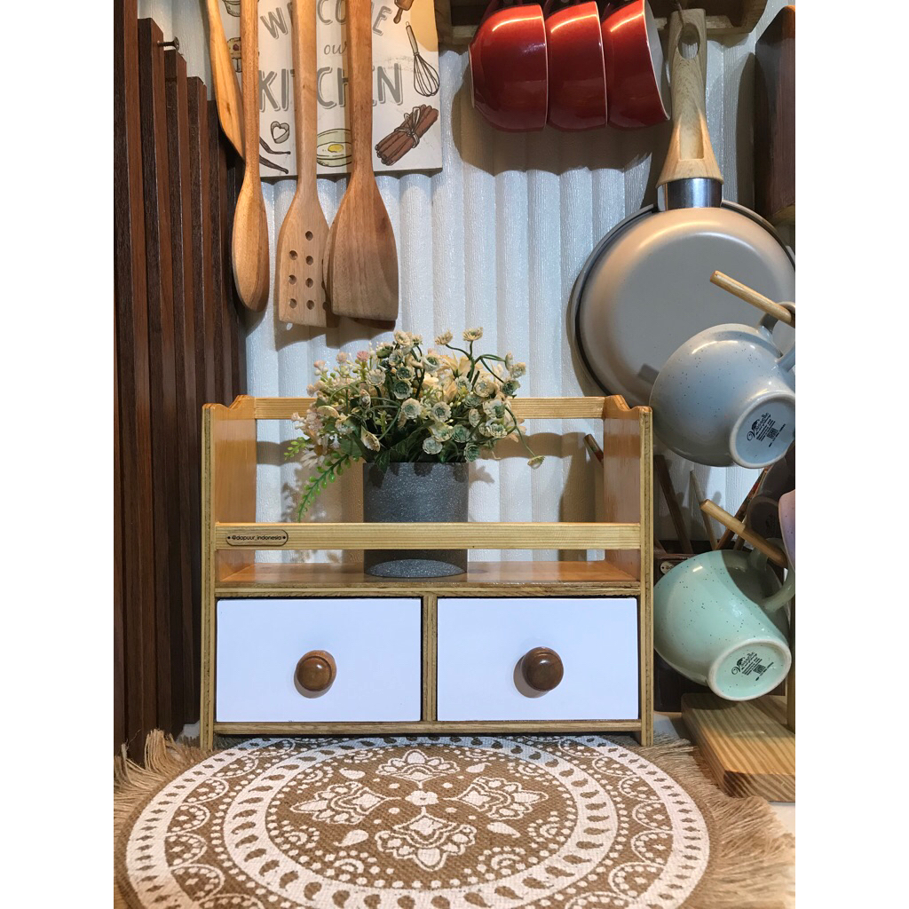 crozy strog , tempat bumbu laci kayu estetik