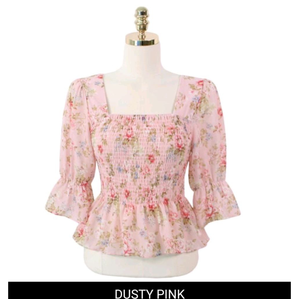 atasan wanita  lengan pendek motif bunga terbaru