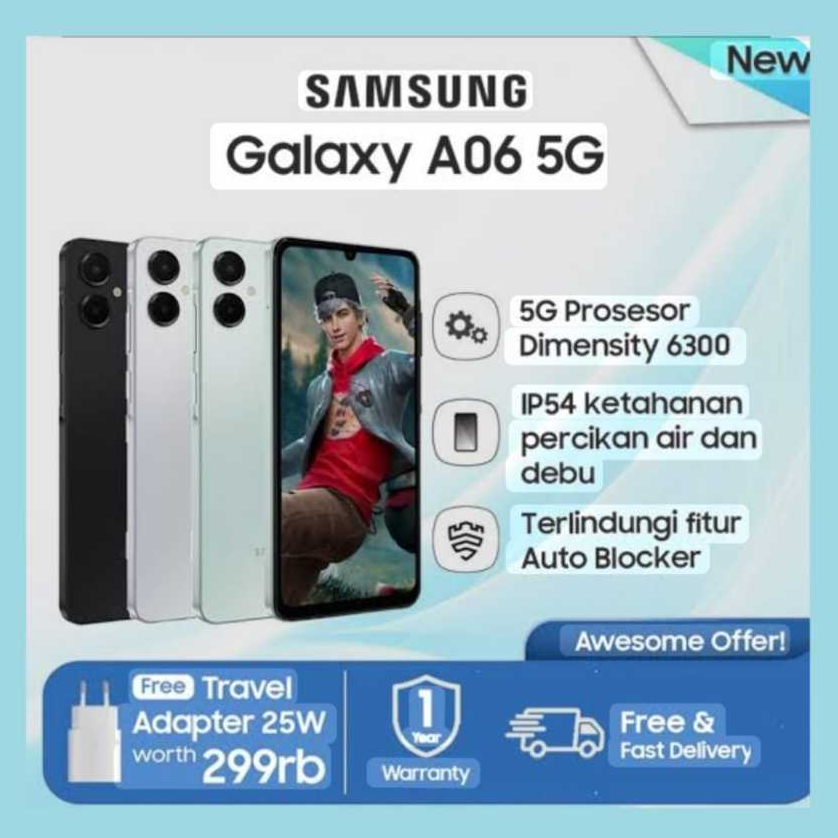 Samsung Galaxy A06 5G 6GB+128GB Gaming package chipset Mediatek Dimensity 6300 Garansi resmi 1 tahun