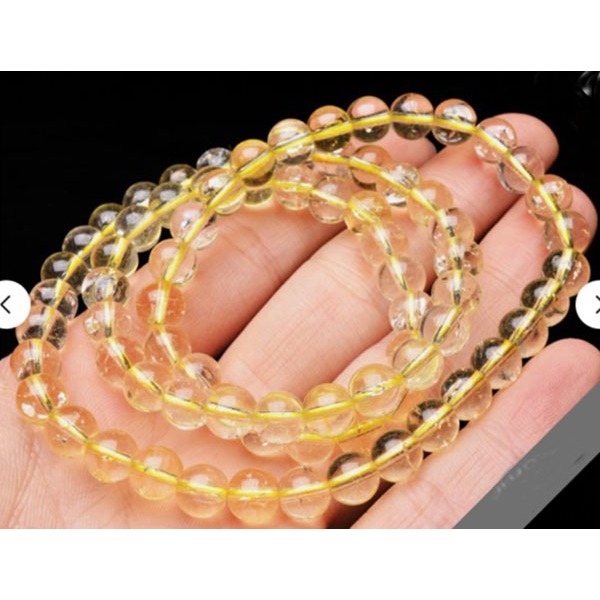 Kalung Natural 8.1mm Natural Rainbow Yellow Citrine Crystal Gemstone Bead