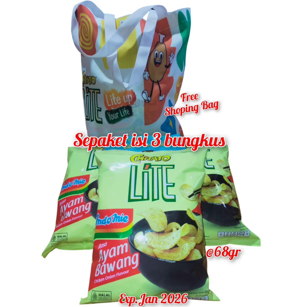 

3 PCS CHITATO LITE AYAM BAWANG 68GR GRATIS TAS BELANJA |