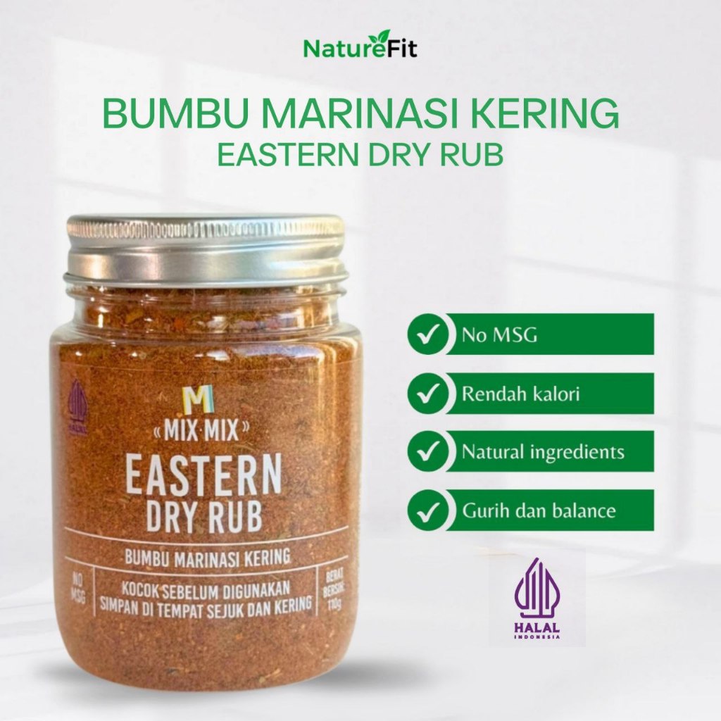 

Mixmix Eastern Dry Rub Bumbu Marinasi Serbaguna No MSG Rendah Lemak Rendah Kalori 110 Gram